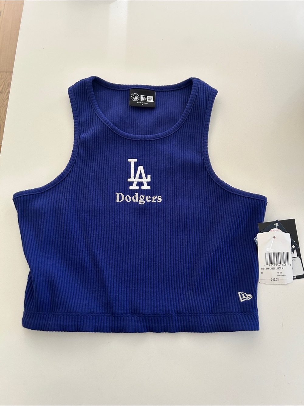 NWT New Era Dodgers Royal Blue Ribbed Crop Tank